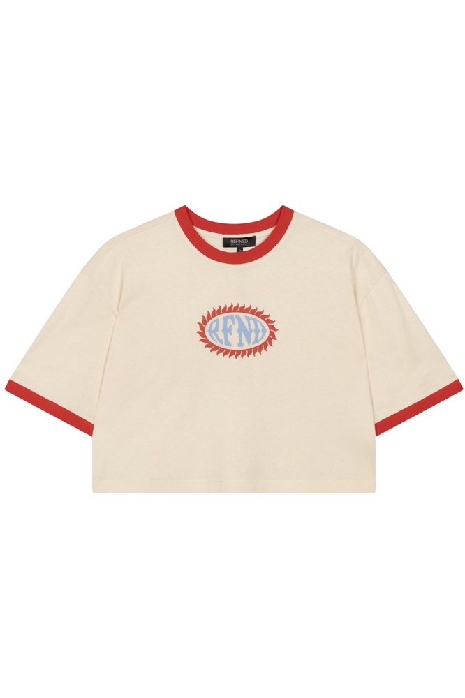 MARLOWE KNITTED CROPPED T SHIRT R2502813629 005 VINTAGE WHITE